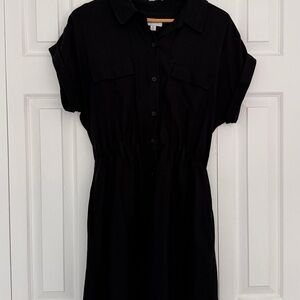 Evereve Black tunic shirt dress with pockets size medium